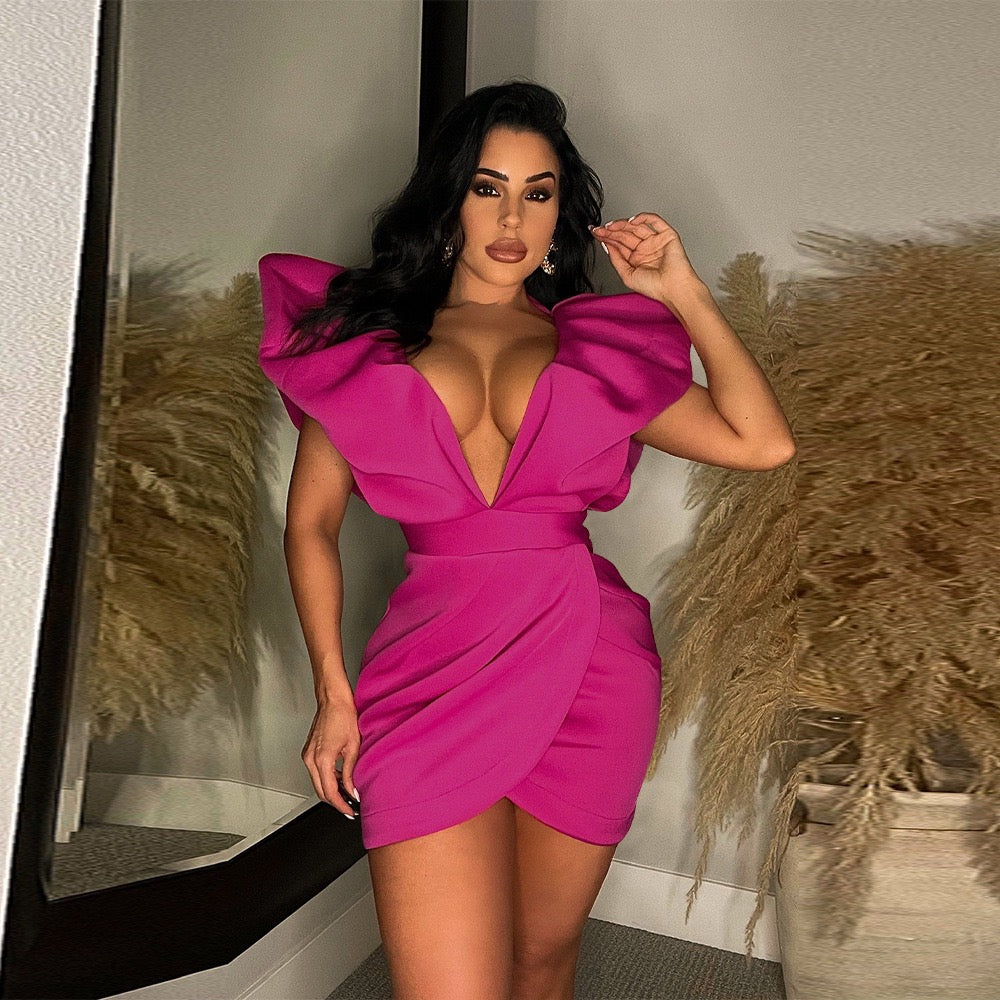 Pankh Alaia V-Neck Bodycon Scuba Party Wear Dress