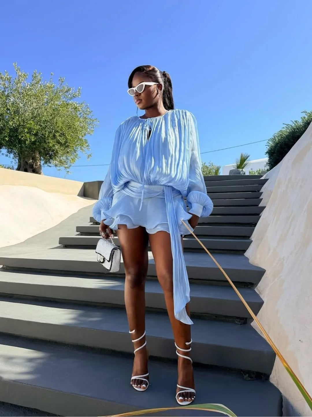 Pankh Josephine Shimmer Organza Party Wear Dress with Shorts