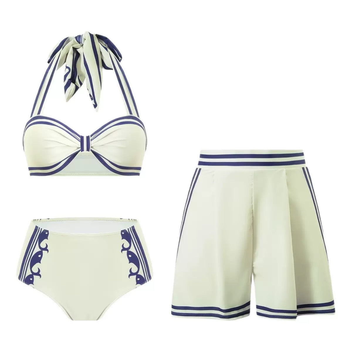 Pankh Henry Three Piece Swimsuit Bikini With Short Set