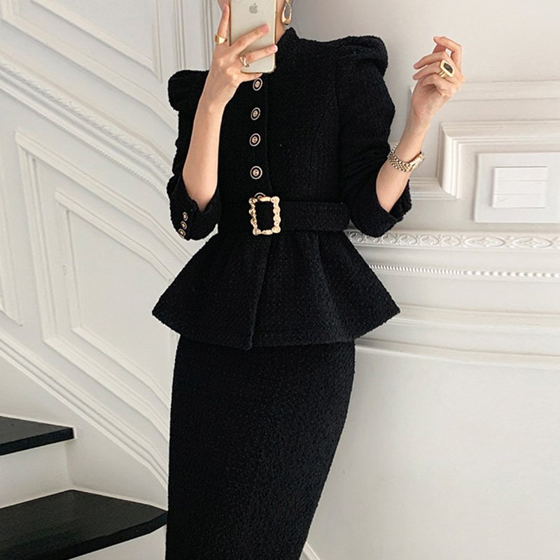 Mady Peplum Tweed Coat