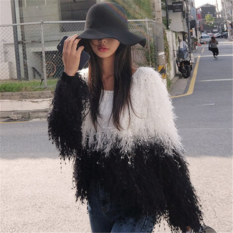 Pankh Colombia Dual Shad Tassel Knitted Loose Sweater