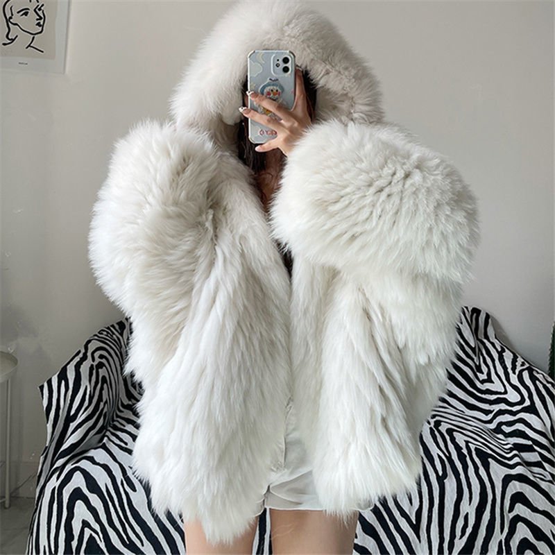 Mehreen Hooded Premium soft fur Coat