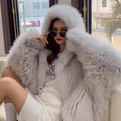 Mehreen Hooded Premium soft fur Coat