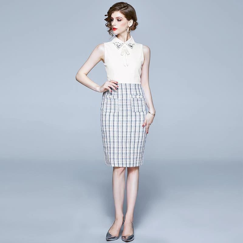 Maila Plaid Tweed Two-Piece Dress