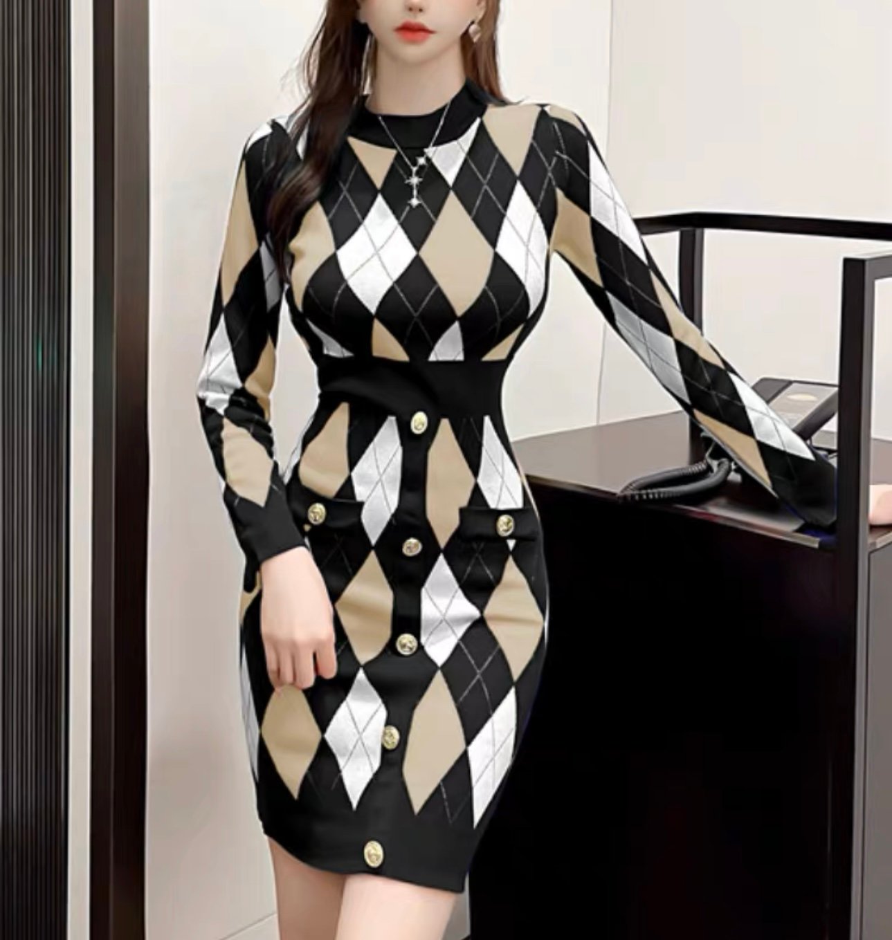 Pankh Devaki Checked Woollen Bodycon Dress