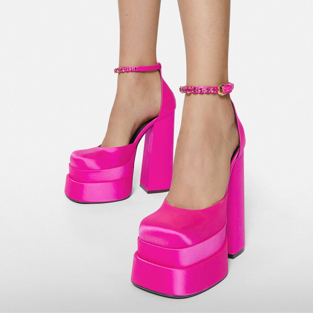 Medusa Pink Ankle Thick Heels