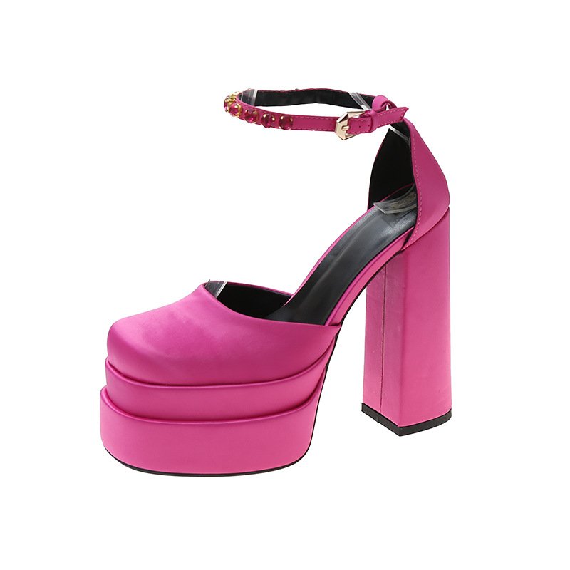 Medusa Pink Ankle Thick Heels