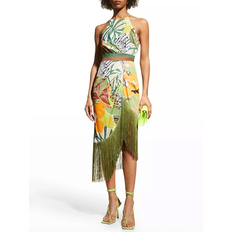 Luis Three Piece tassel Swimsuit with skirt coverup