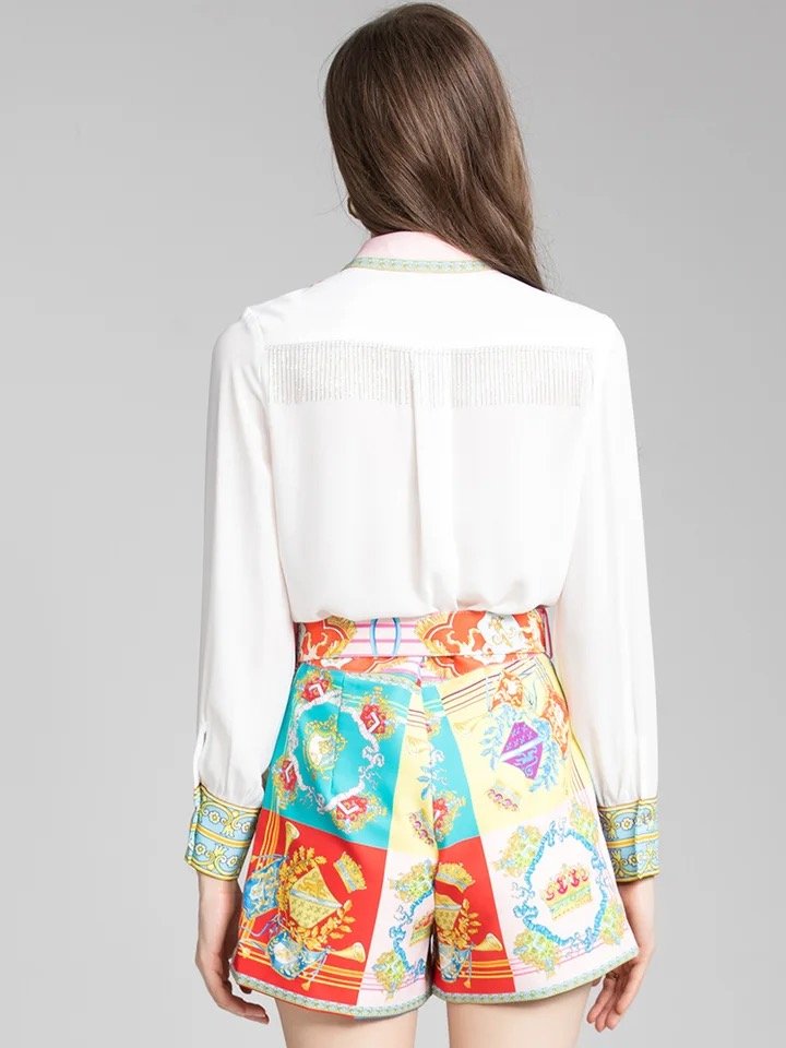 Pankh Ali White Shirt And Multicolour Skirt Set