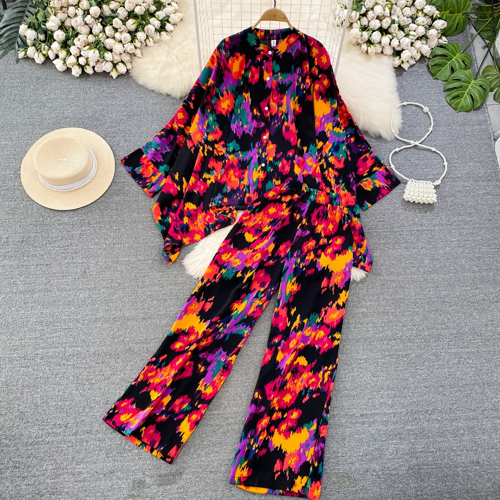 Leroy Casual Loose Floral Printed Top And Pant Set