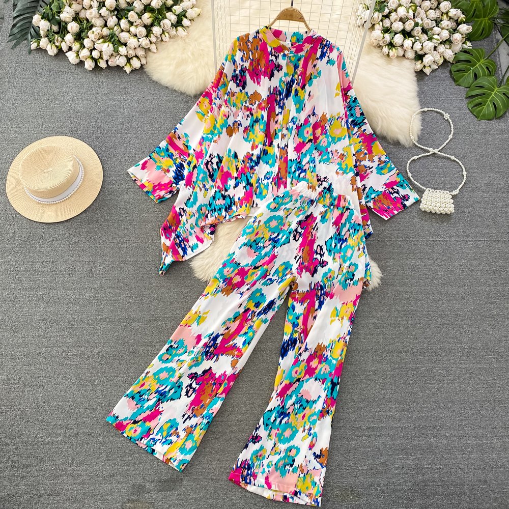 Leroy Casual Loose Floral Printed Top And Pant Set