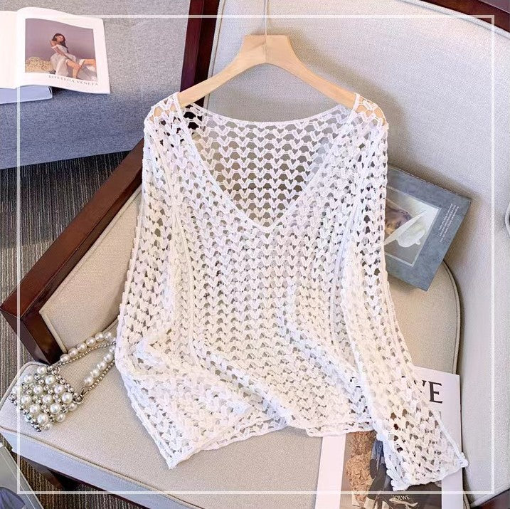 Pankh Zoe Crochet Knit Lace Long Sleeve Top