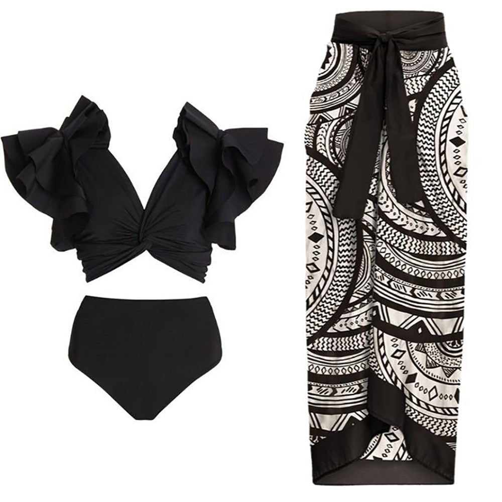 Pankh Diaz 3 Piece Ruffle Bikni Set