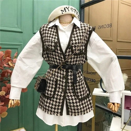 Pankh Farah Tweed Jacket & Shirt Set