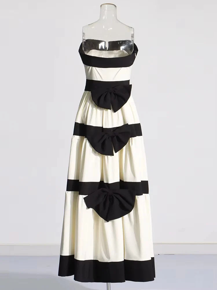 Pankh Laila Offshoulder Straples Color-Block Sleeveless Holiday Maxi Dress