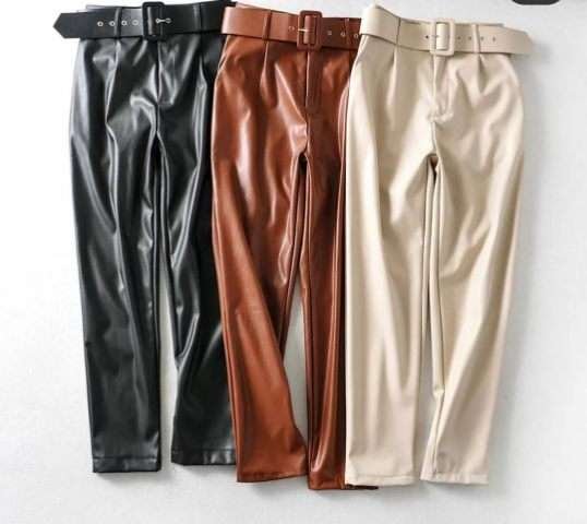 Pankh Gaza PU Leather High Waist Pants Trousers