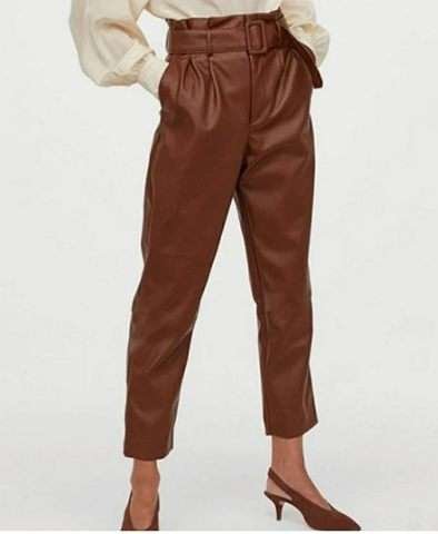 Pankh Gaza PU Leather High Waist Pants Trousers