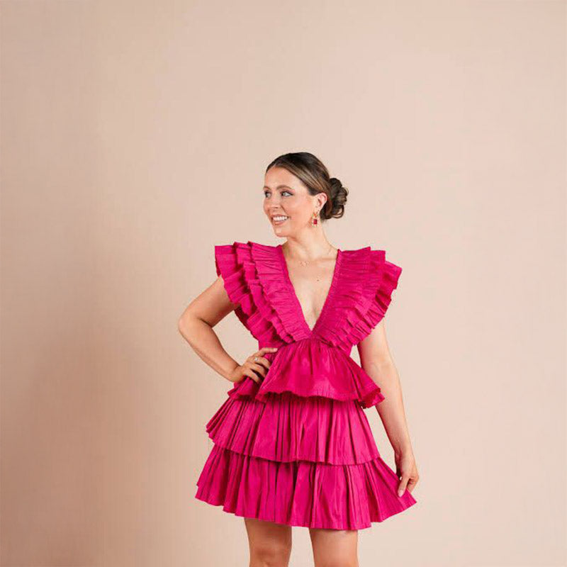 Pankh Zillia Deep Neck Rhythmic Frilled Mini Dress