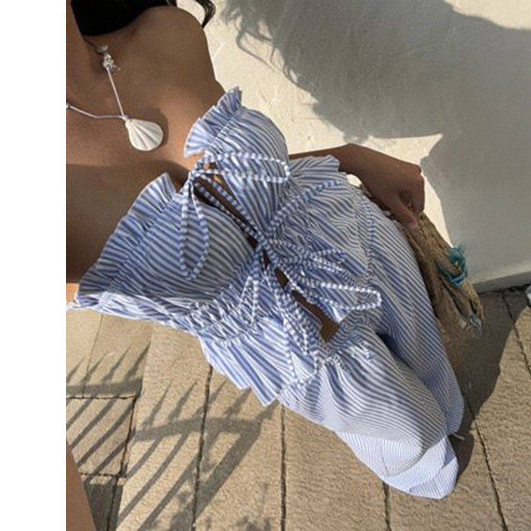 Pankh Matix Stripe Off Shoulder Top And Pant Set