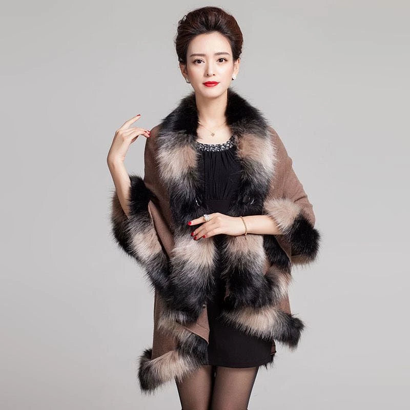 Niyati Fur woolen Cape jacket/shawl