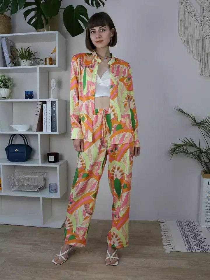 Serie Color bomb printed shirt and pant set coord