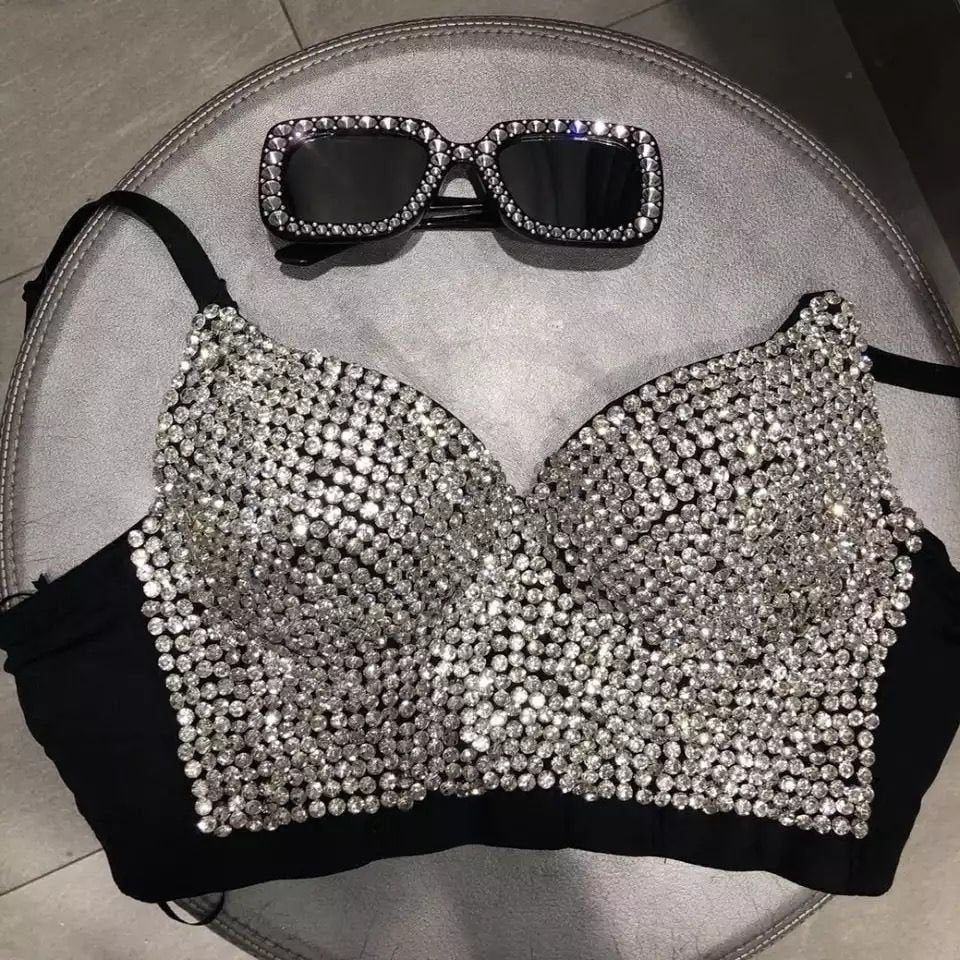 Women New Bright Night Rhinestone Gaga Bustier