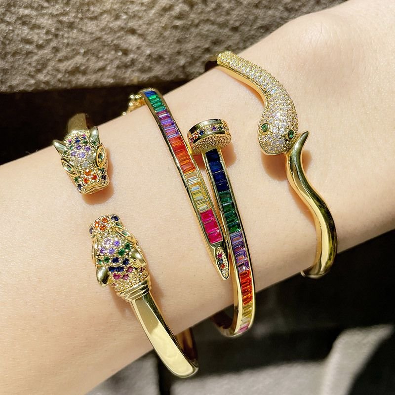 High Quality Multi Color Bracelet Set of 2 (Tiger and Multistone Bangle)