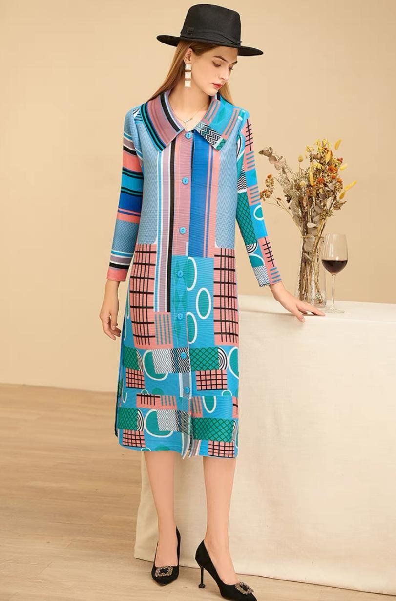 Pankh Isla Printed Pin Tuck Pleated dress