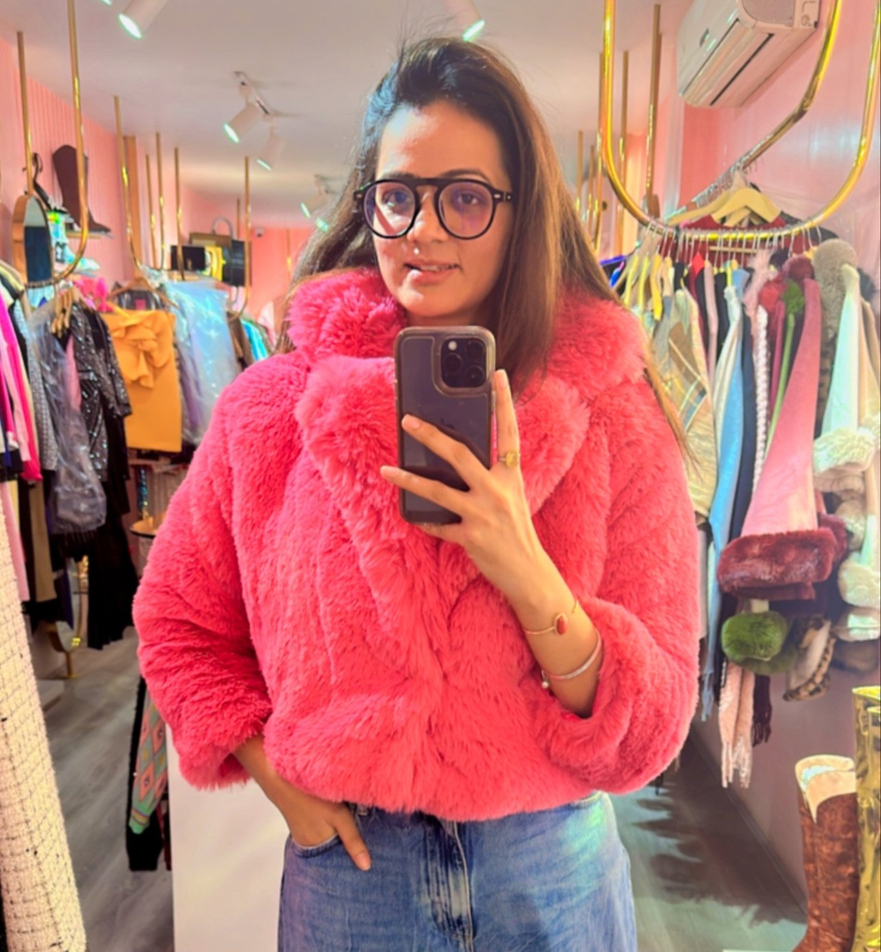 Pankh Candy Woolen Fur Coat