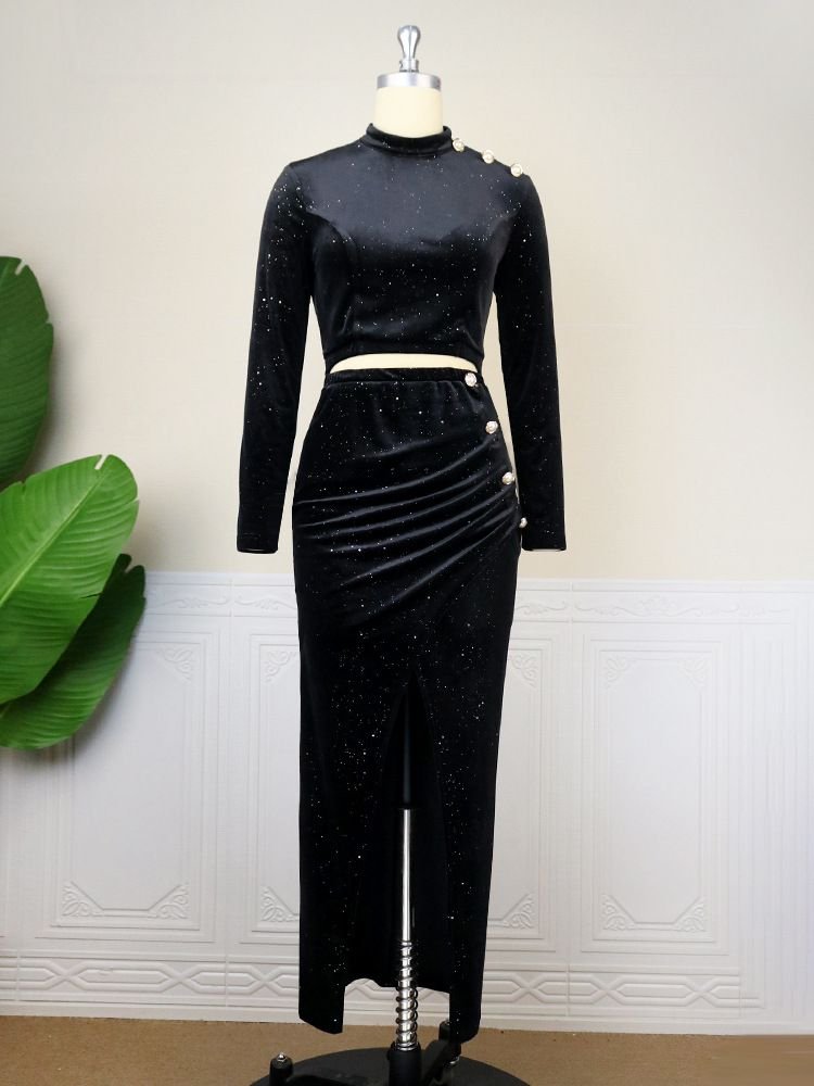 Pankh Catalina Glitter Velvet High Waist Dress