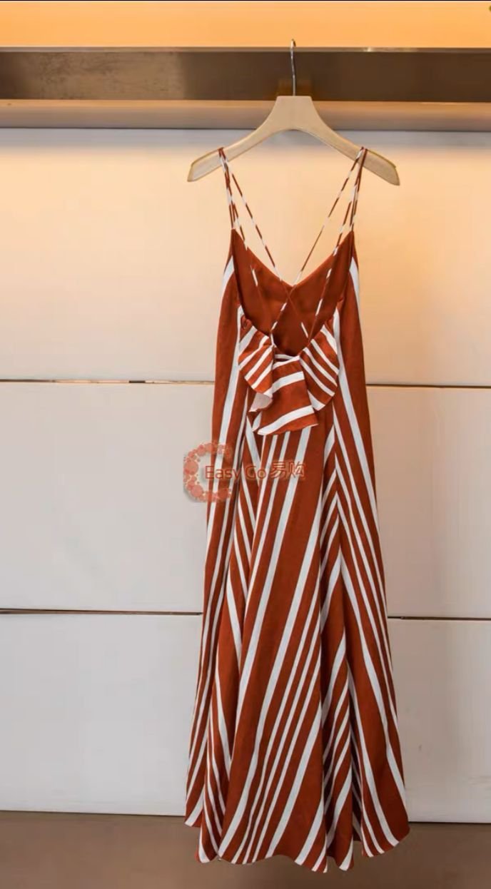 Steffy Striped backless Long maxi Dress