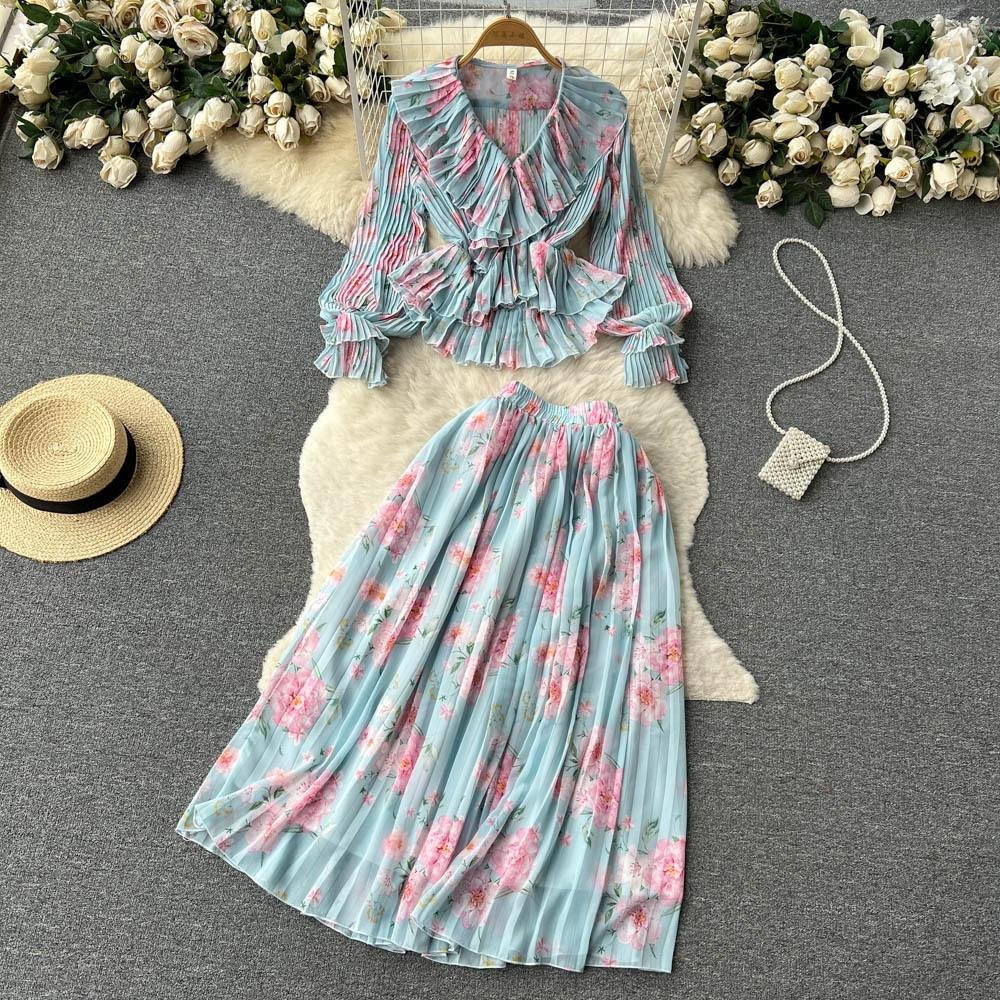 Pankh Lilly Chiffon Floral Two Piece Coord Set