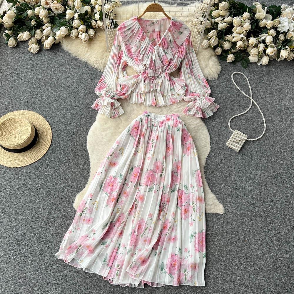 Pankh Lilly Chiffon Floral Two Piece Coord Set