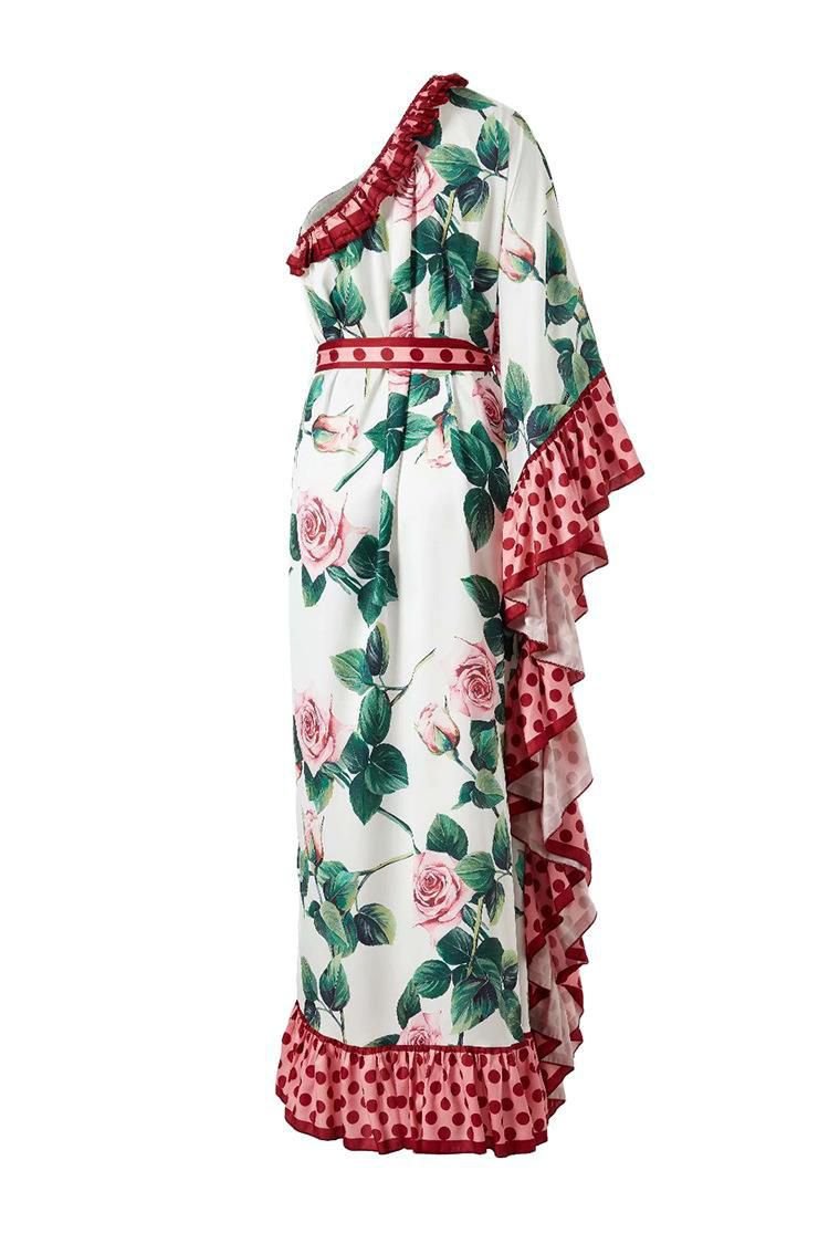 Pankh Kenwood Printed One Off Shoulder Maxi Dress