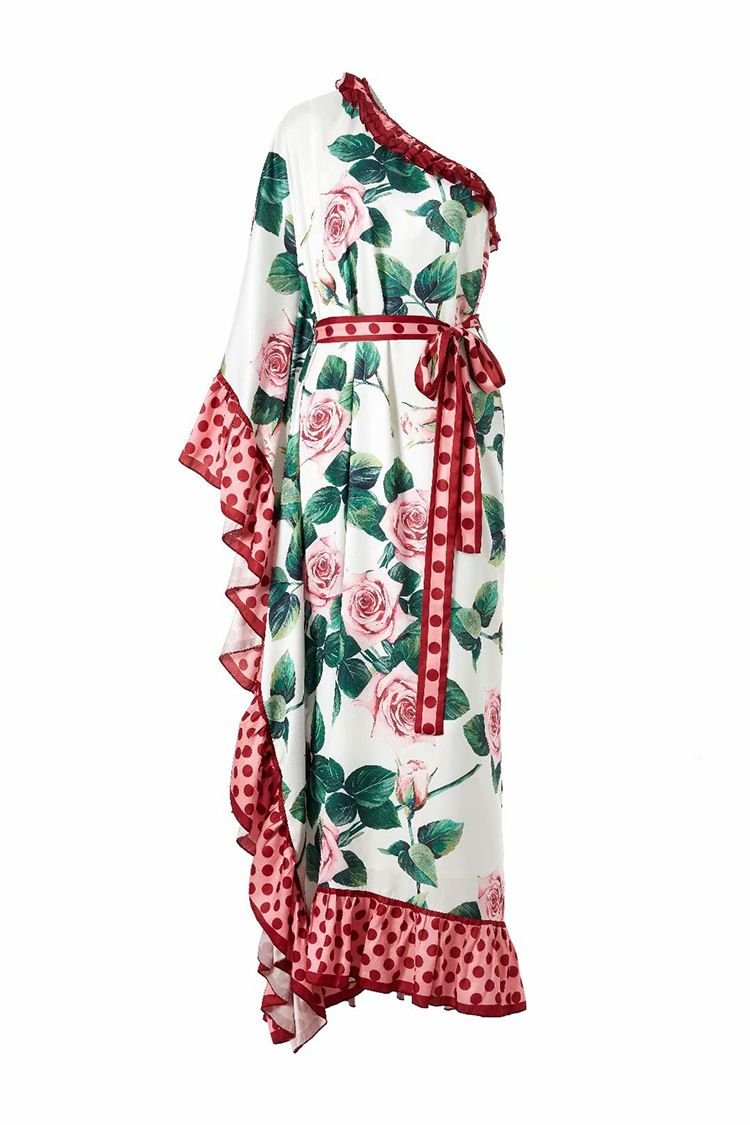 Pankh Kenwood Printed One Off Shoulder Maxi Dress