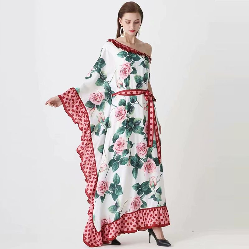 Pankh Kenwood Printed One Off Shoulder Maxi Dress