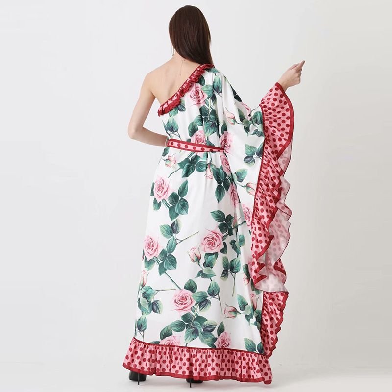 Pankh Kenwood Printed One Off Shoulder Maxi Dress