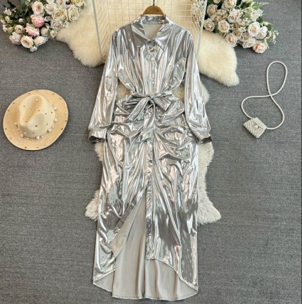 Pankh Elliana Party Wear Metallic Shirt Dress