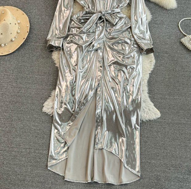 Pankh Elliana Party Wear Metallic Shirt Dress