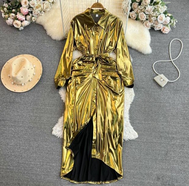 Pankh Elliana Party Wear Metallic Shirt Dress