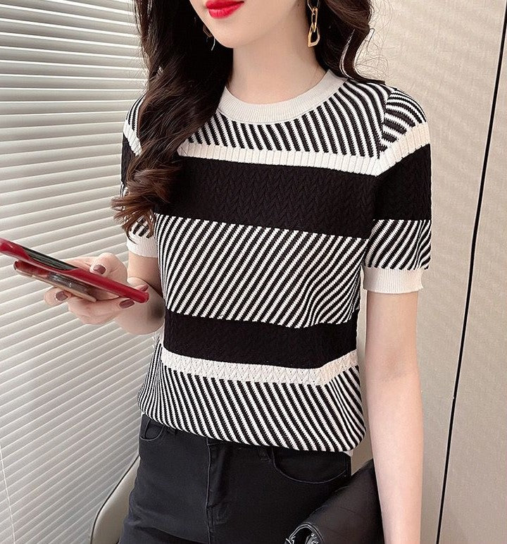 Mateo Stripe Cotton Knit Tee