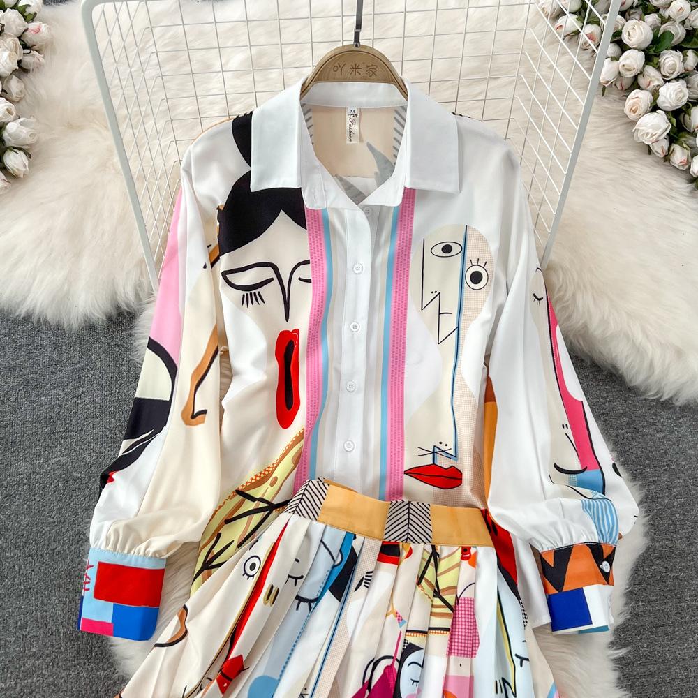 Pankh Dixy Elegant Print Shirt And Pleated Skirts Sets