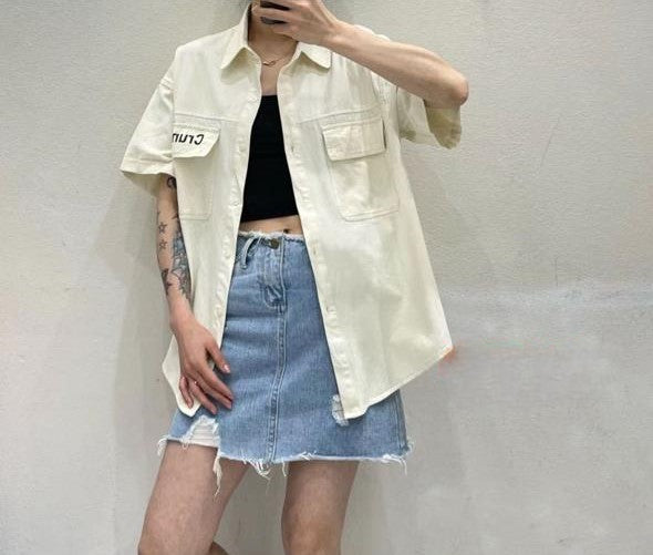 Pankh Mack Cotton Denim Loose Fit Shirt