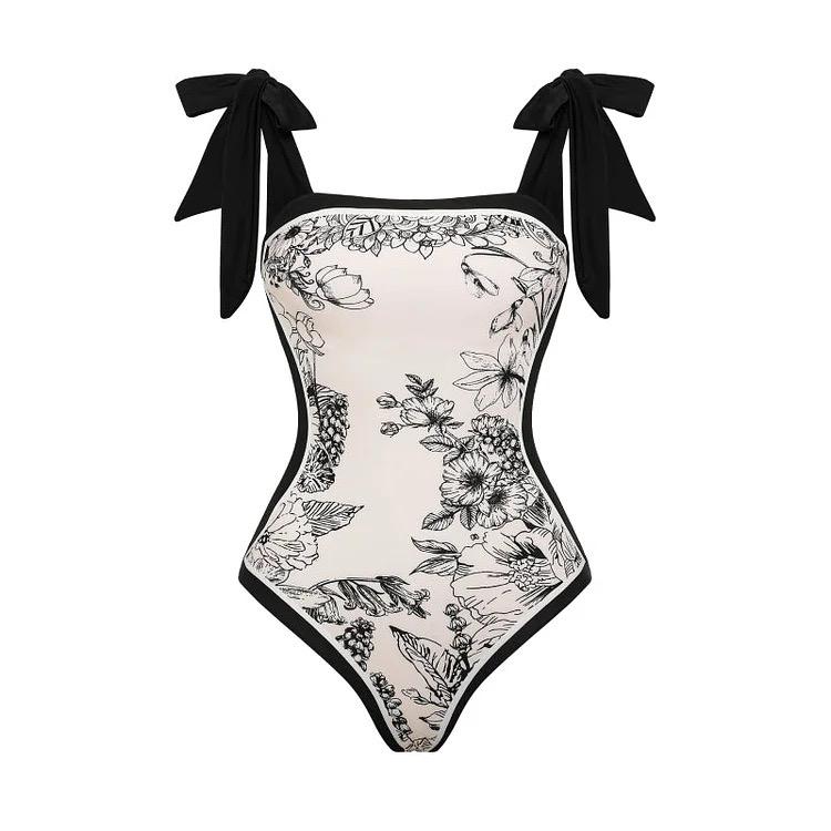 Pankh Blakely Abstract Floral Printed One Peice Reversible Swimsuit