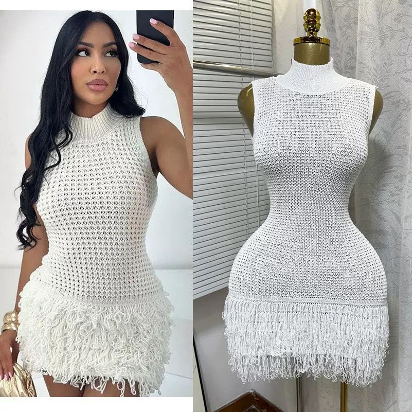 Pankh Seren Fringe Knit Long Dress