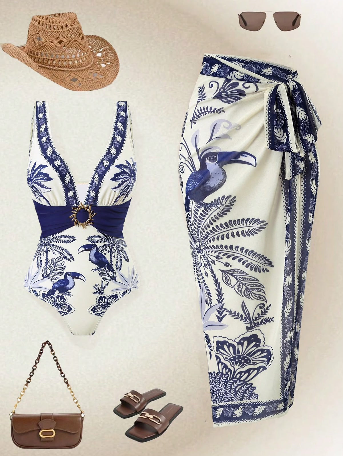 Pankh Yusuf Women's One-Piece Swimming Suit Featuring Elastane Fabric With Printing Design