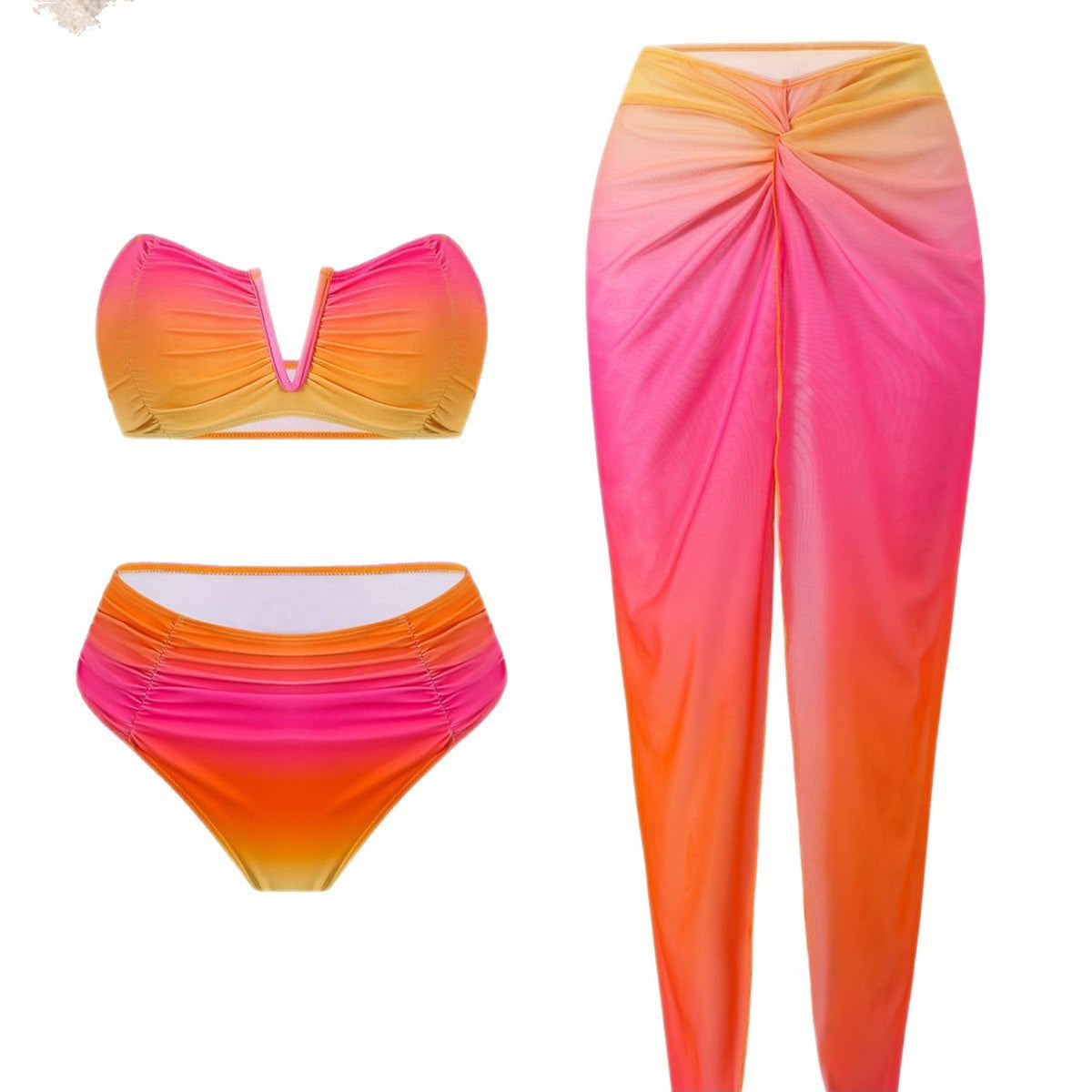 Pankh Raisa Ombre Halter Neck Bikini With Sarong Swimwear Set