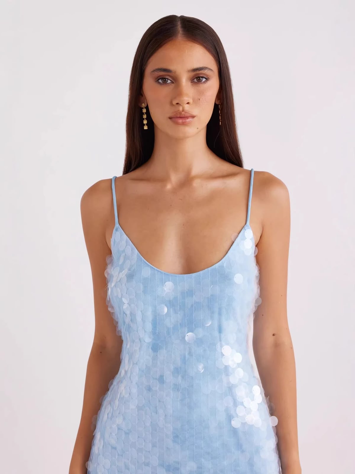 Pankh Camellia Coin Sequin Spaghetti Party Cocktail Short Dress