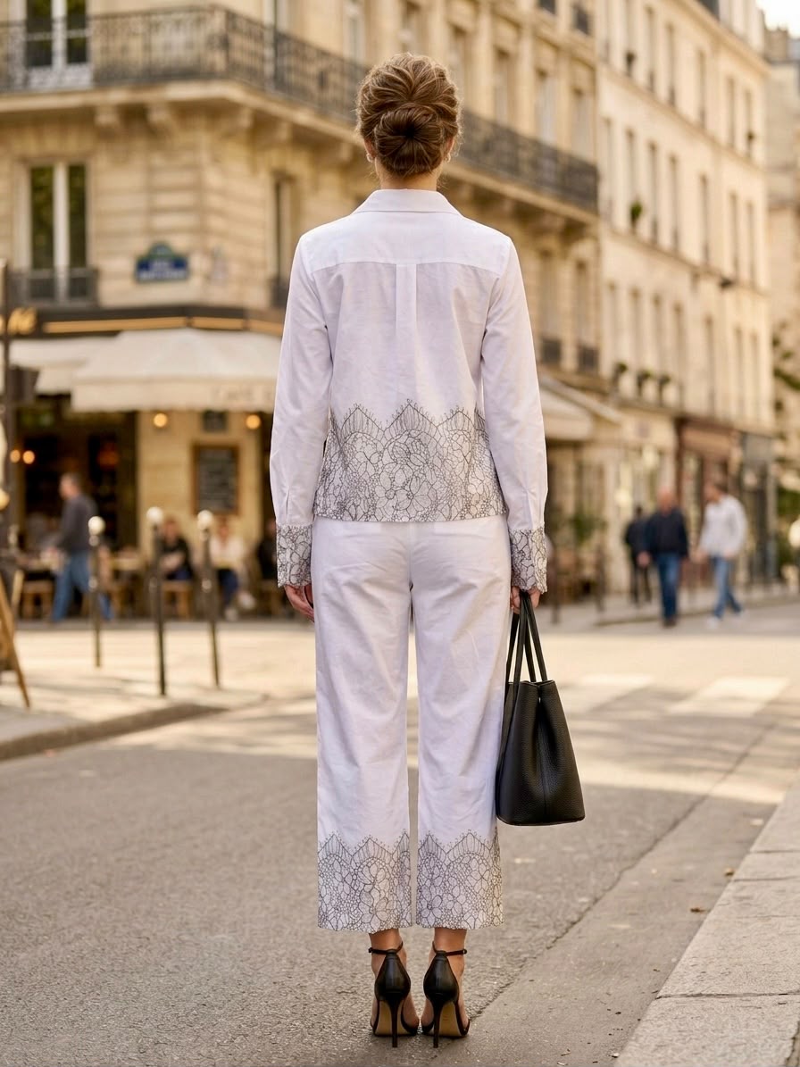 Pankh Edwin Embroidered Lace Linen-Blend Shirt And Wide-Leg Pants Co-ord