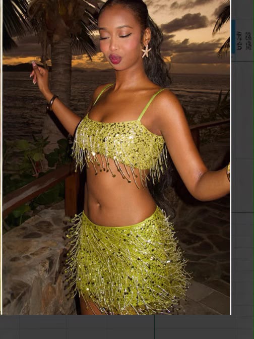 Pankh Yuzuki Hand Beaded And Sequins Crop Top And  Mini Skirt